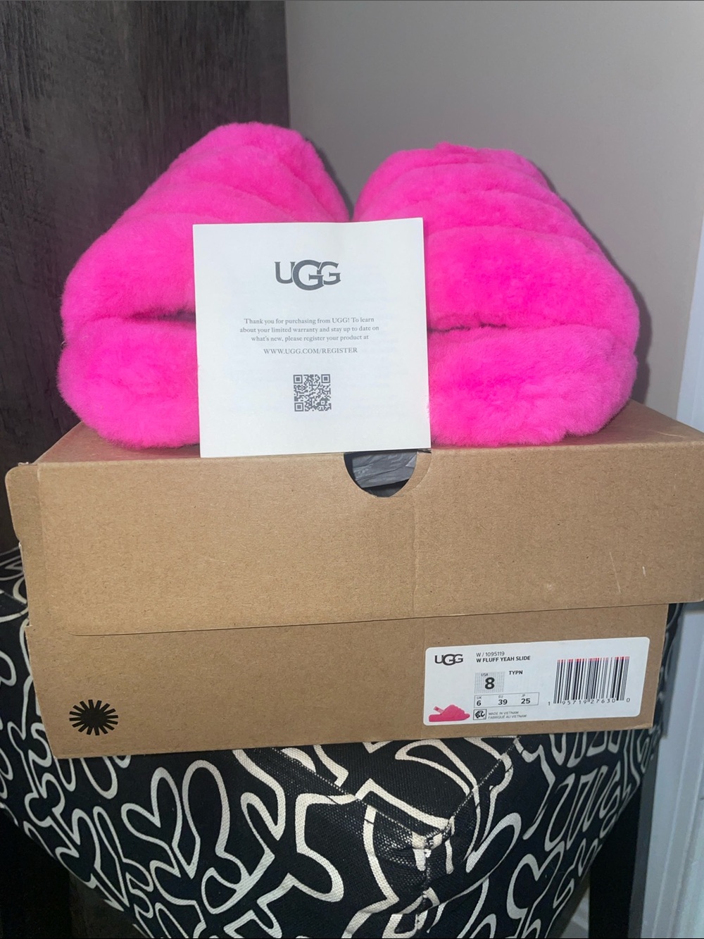 UGG Hot Pink/ Barbie Pink Fluff Slide